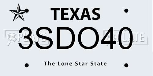 3SDO40 Texas License Plate