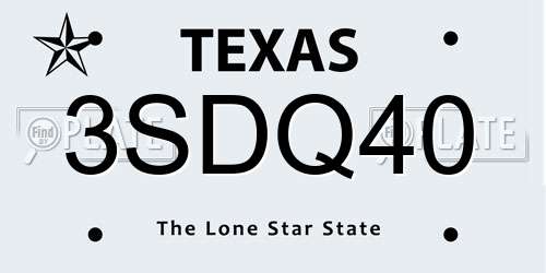 3SDQ40 Texas License Plate