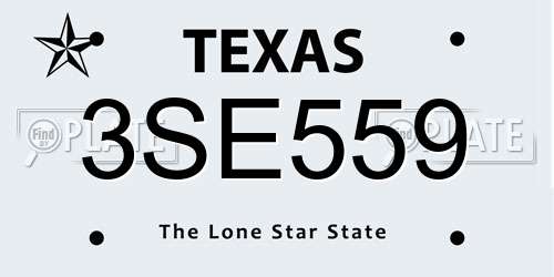 3SE559 Texas License Plate