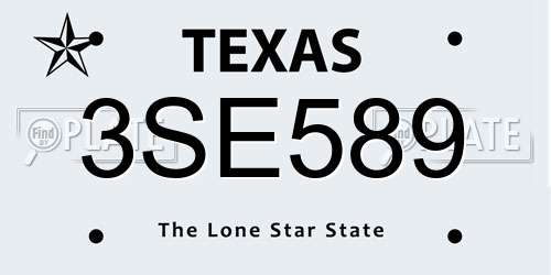 3SE589 Texas License Plate