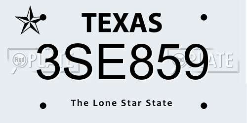 3SE859 Texas License Plate