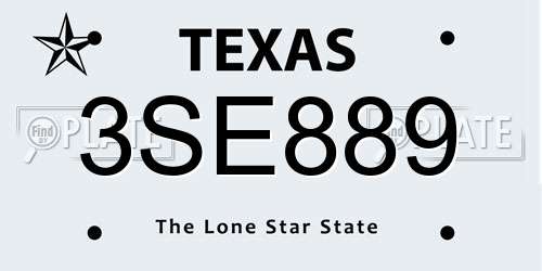 3SE889 Texas License Plate