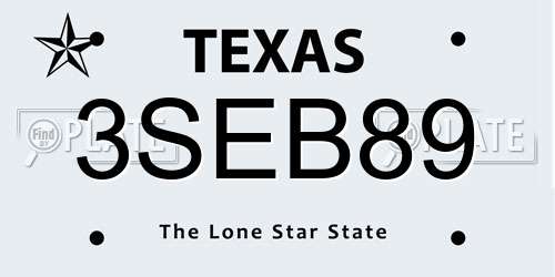 3SEB89 Texas License Plate