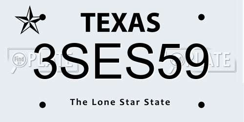 3SES59 Texas License Plate