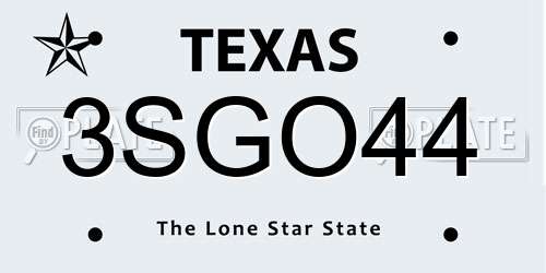 3SGO44 Texas License Plate