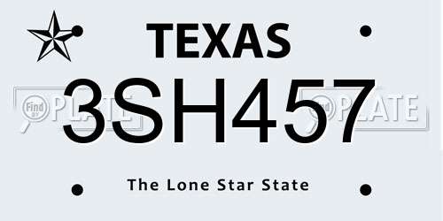 3SH457 Texas License Plate