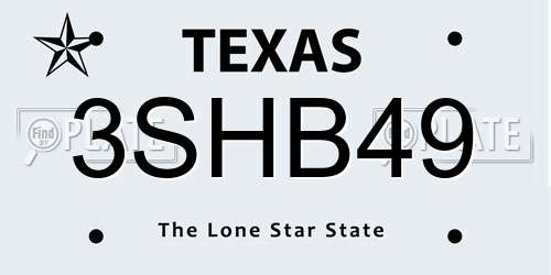 3SHB49 Texas License Plate