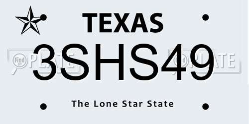 3SHS49 Texas License Plate
