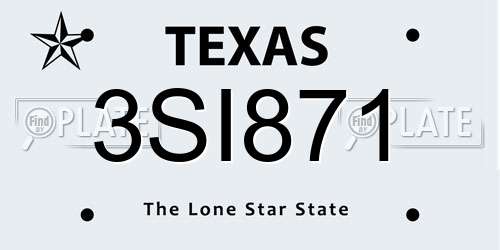 3SI871 Texas License Plate