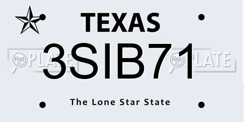 3SIB71 Texas License Plate