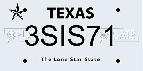 3SIS71 Texas License Plate