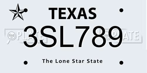 3SL789 Texas License Plate