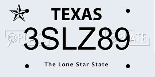 3SLZ89 Texas License Plate