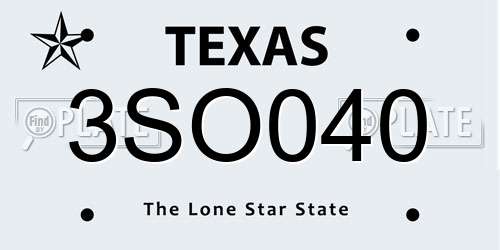 3SO040 Texas License Plate