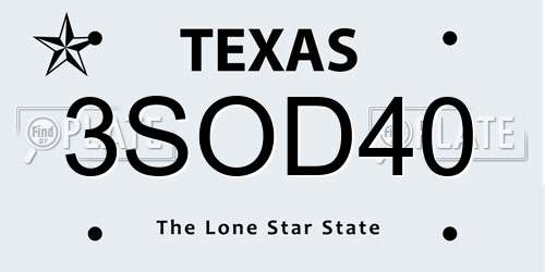 3SOD40 Texas License Plate