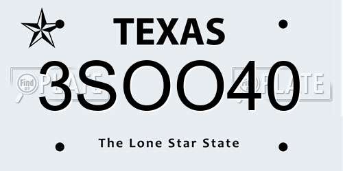 3SOO40 Texas License Plate