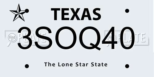3SOQ40 Texas License Plate