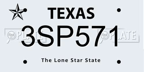 3SP571 Texas License Plate