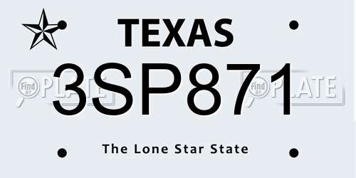 3SP871 Texas License Plate