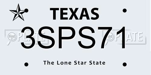 3SPS71 Texas License Plate