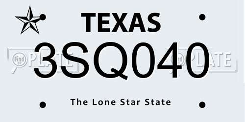 3SQ040 Texas License Plate