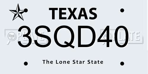 3SQD40 Texas License Plate