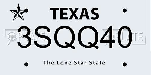 3SQQ40 Texas License Plate