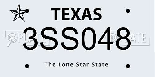 3SS048 Texas License Plate