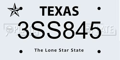 3SS845 Texas License Plate