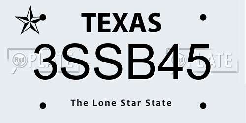 3SSB45 Texas License Plate