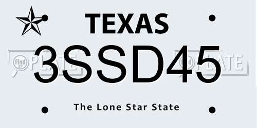 3SSD45 Texas License Plate