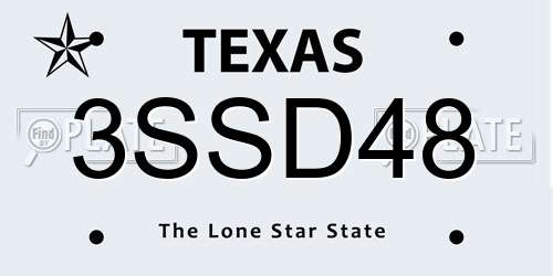 3SSD48 Texas License Plate