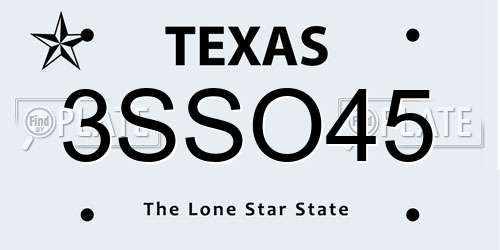3SSO45 Texas License Plate