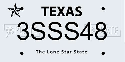 3SSS48 Texas License Plate