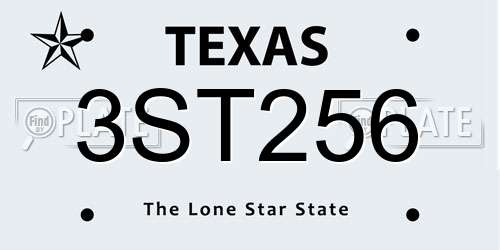 3ST256 Texas License Plate
