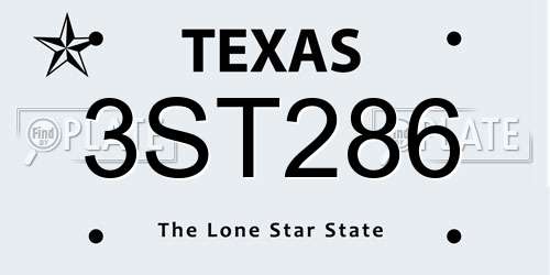 3ST286 Texas License Plate