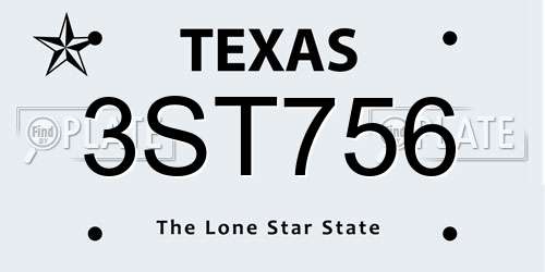 3ST756 Texas License Plate