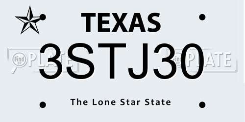3STJ30 Texas License Plate