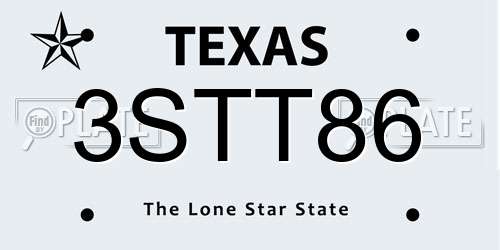 3STT86 Texas License Plate