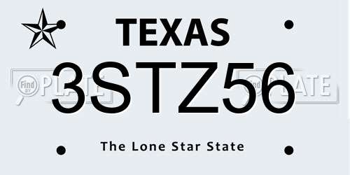 3STZ56 Texas License Plate
