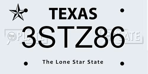 3STZ86 Texas License Plate