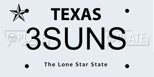 3SUNS Texas License Plate