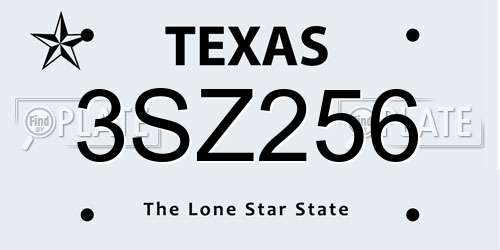 3SZ256 Texas License Plate