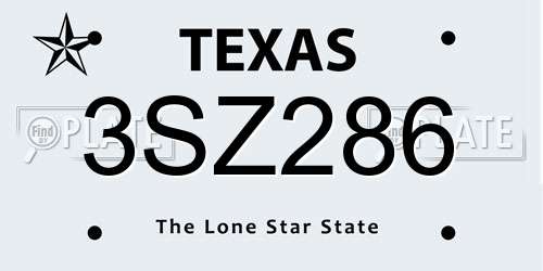 3SZ286 Texas License Plate