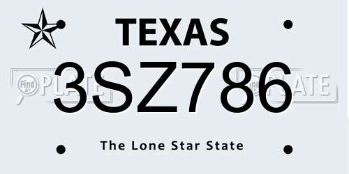 3SZ786 Texas License Plate