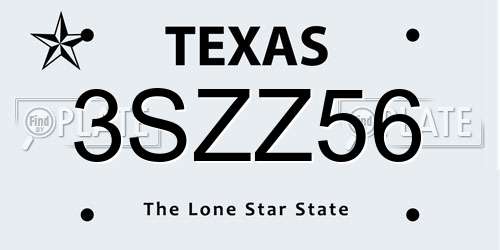 3SZZ56 Texas License Plate