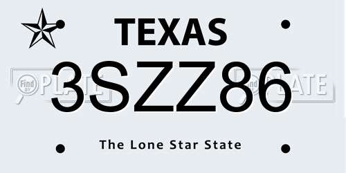 3SZZ86 Texas License Plate