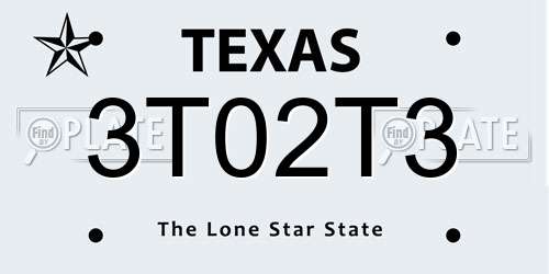 3T02T3 Texas License Plate