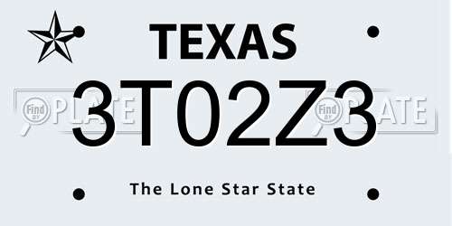 3T02Z3 Texas License Plate