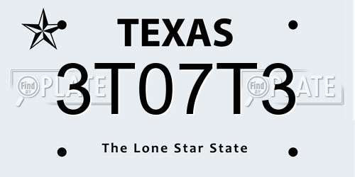 3T07T3 Texas License Plate